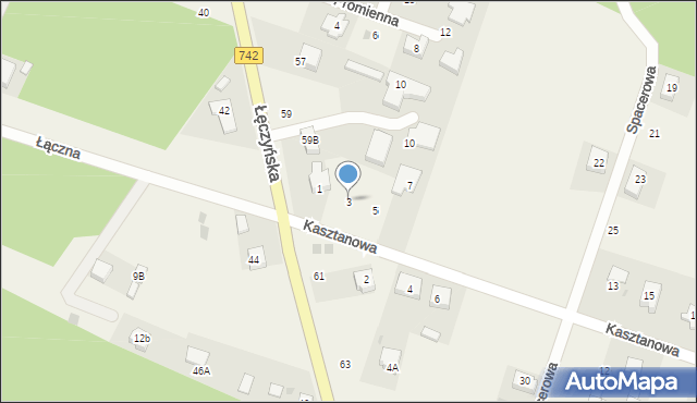 Włodzimierzów, Kasztanowa, 3, mapa Włodzimierzów