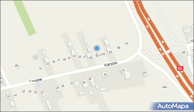 Wojkowice Kościelne, Karsów, 51, mapa Wojkowice Kościelne