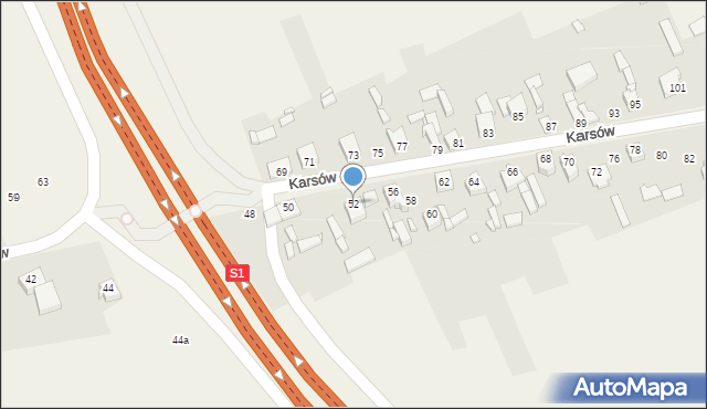 Wojkowice Kościelne, Karsów, 52, mapa Wojkowice Kościelne