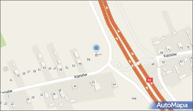 Wojkowice Kościelne, Karsów, 63, mapa Wojkowice Kościelne
