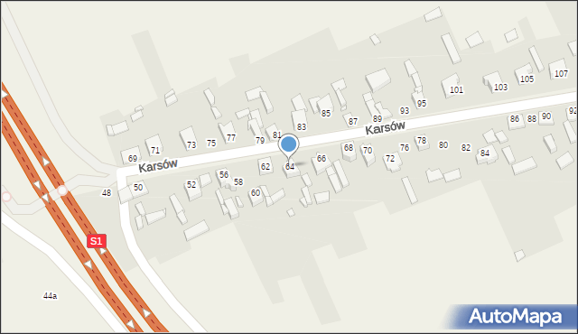 Wojkowice Kościelne, Karsów, 64, mapa Wojkowice Kościelne