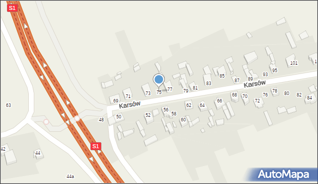 Wojkowice Kościelne, Karsów, 75, mapa Wojkowice Kościelne