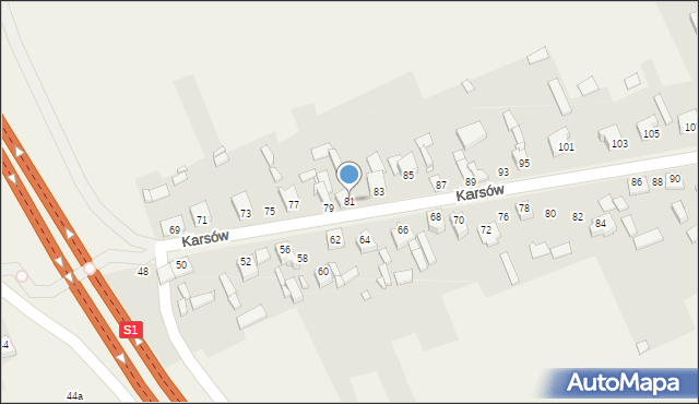 Wojkowice Kościelne, Karsów, 81, mapa Wojkowice Kościelne