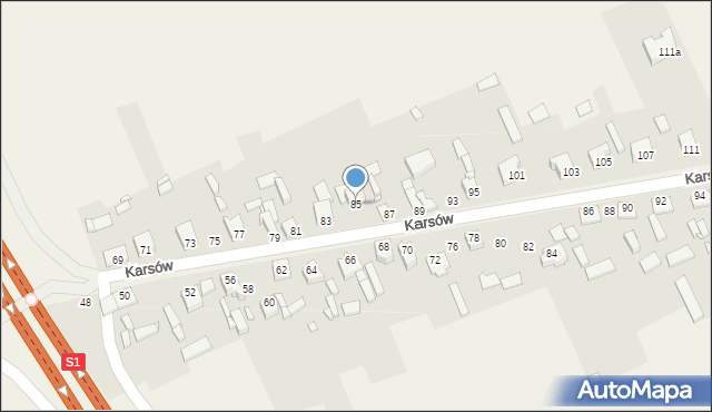 Wojkowice Kościelne, Karsów, 85, mapa Wojkowice Kościelne