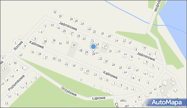 Wojnówko, Kalinowa, 24, mapa Wojnówko