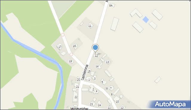 Wojtyniów, Kamienna, 12A, mapa Wojtyniów