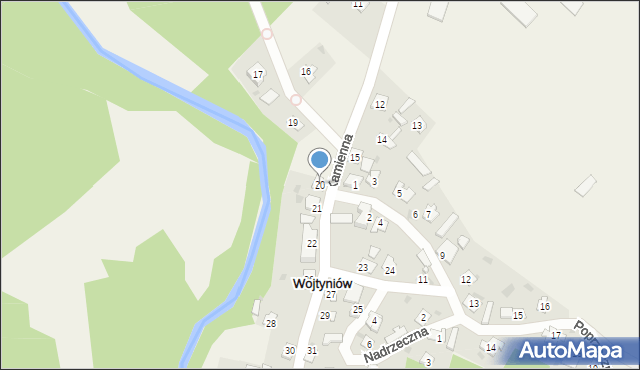 Wojtyniów, Kamienna, 20, mapa Wojtyniów