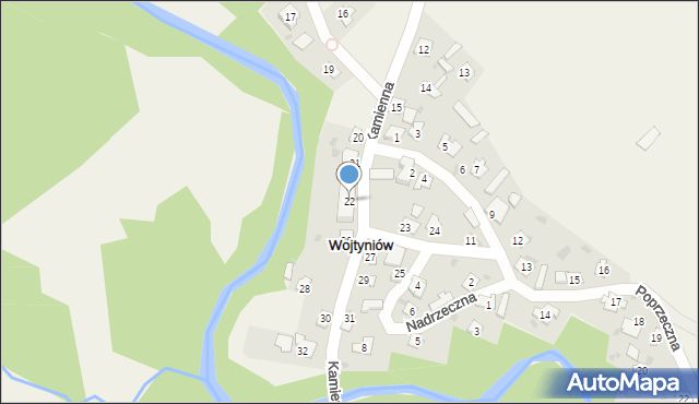 Wojtyniów, Kamienna, 22, mapa Wojtyniów