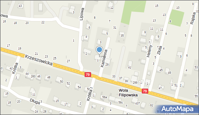 Wola Filipowska, Kamienna, 885, mapa Wola Filipowska