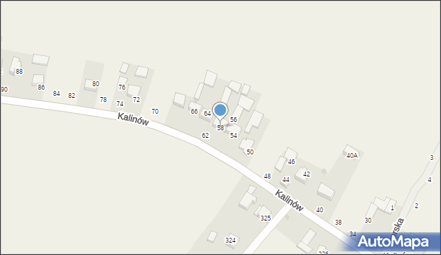 Wola Kalinowska, Kalinów, 58, mapa Wola Kalinowska