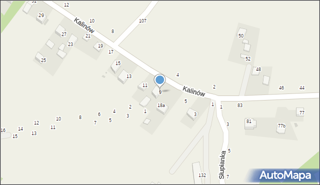 Wola Kalinowska, Kalinów, 9, mapa Wola Kalinowska