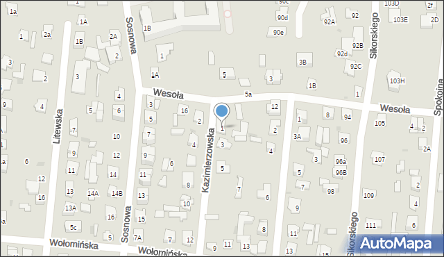 Wołomin, Kazimierzowska, 1, mapa Wołomin