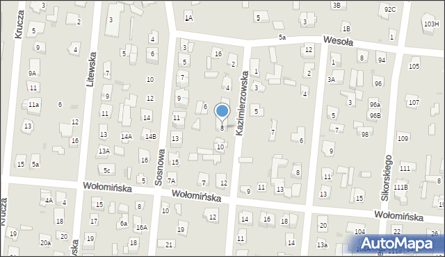 Wołomin, Kazimierzowska, 8, mapa Wołomin