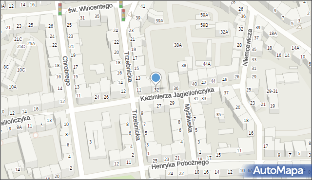 Wrocław, Kazimierza Jagiellończyka, 32, mapa Wrocławia