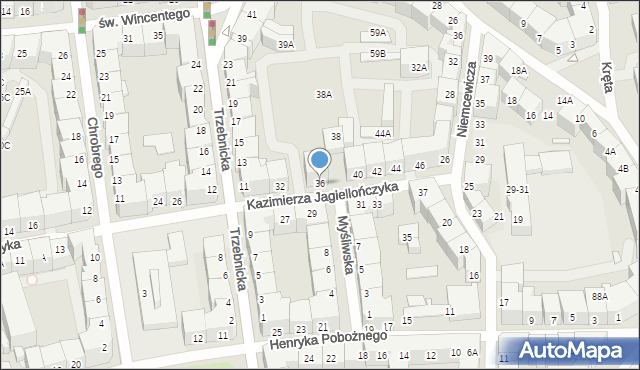 Wrocław, Kazimierza Jagiellończyka, 36, mapa Wrocławia