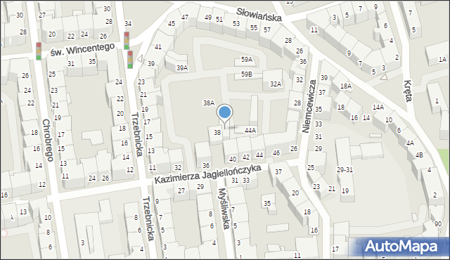 Wrocław, Kazimierza Jagiellończyka, 40A, mapa Wrocławia