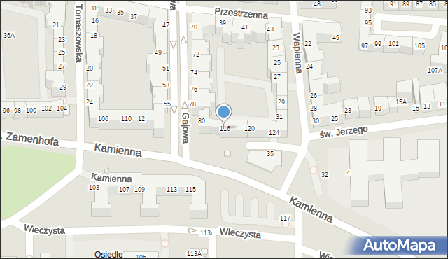 Wrocław, Kamienna, 116, mapa Wrocławia