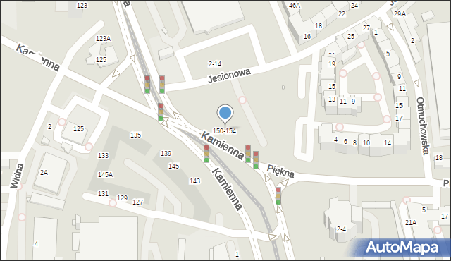 Wrocław, Kamienna, 150-154, mapa Wrocławia