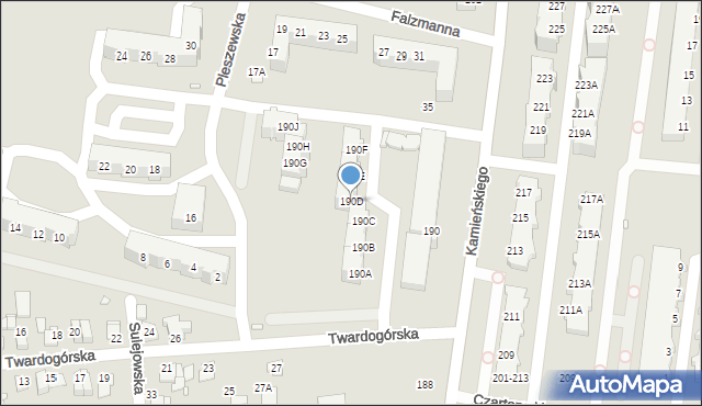 Wrocław, Kamieńskiego Henryka Michała, 190D, mapa Wrocławia