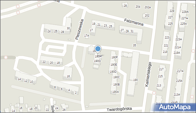 Wrocław, Kamieńskiego Henryka Michała, 190H, mapa Wrocławia