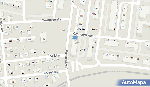Wrocław, Kamieńskiego Henryka Michała, 205, mapa Wrocławia