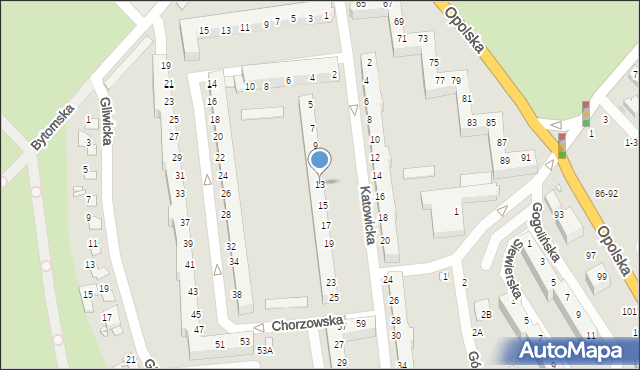 Wrocław, Katowicka, 13, mapa Wrocławia