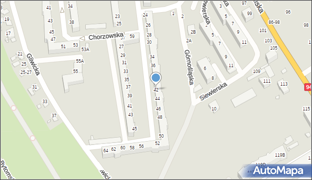 Wrocław, Katowicka, 42, mapa Wrocławia