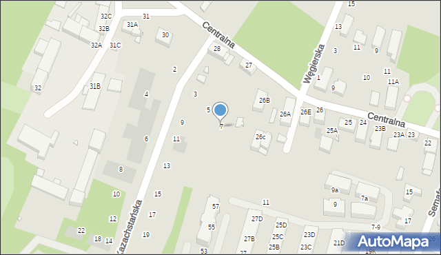 Wrocław, Kazachstańska, 7, mapa Wrocławia