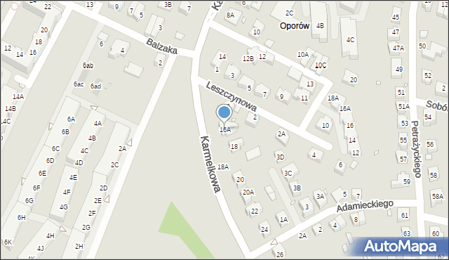 Wrocław, Karmelkowa, 16A, mapa Wrocławia