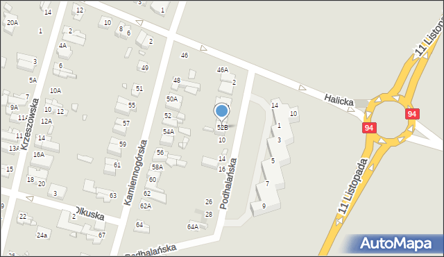 Wrocław, Kamiennogórska, 52B, mapa Wrocławia