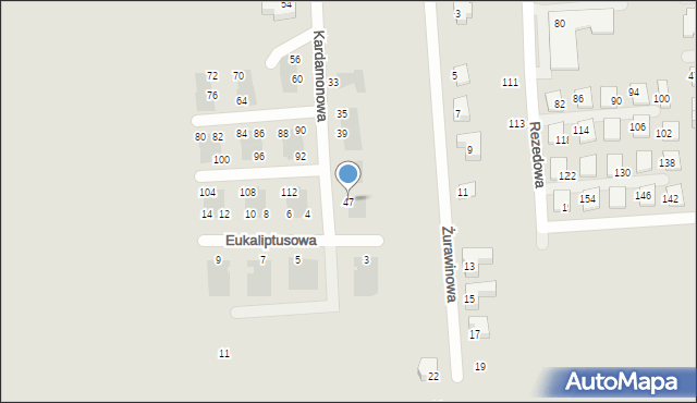 Wrocław, Kardamonowa, 47, mapa Wrocławia