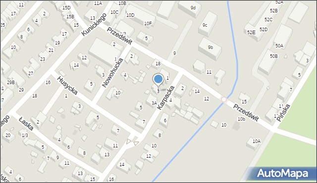 Wrocław, Karpacka, 3, mapa Wrocławia