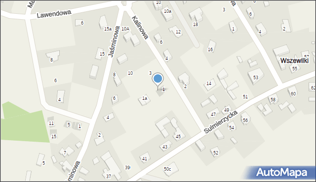 Wszewilki, Kalinowa, 1c, mapa Wszewilki