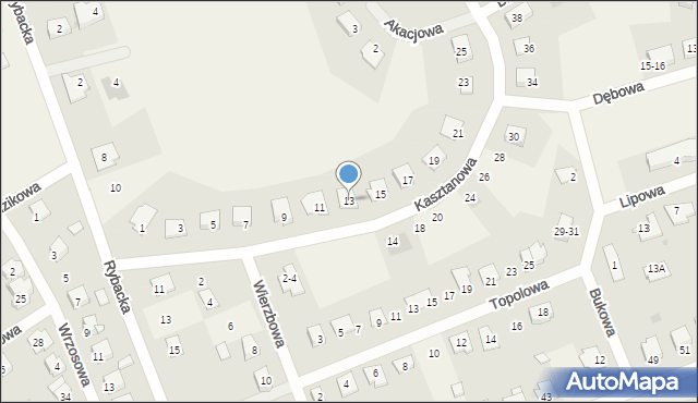 Występ, Kasztanowa, 13, mapa Występ