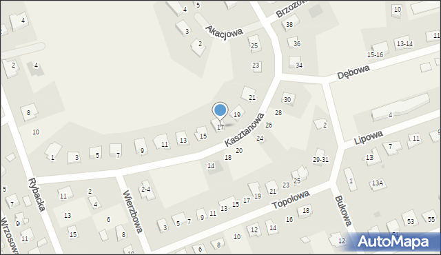 Występ, Kasztanowa, 17, mapa Występ