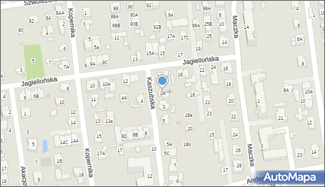 Ząbki, Kaszubska, 1A, mapa Ząbki