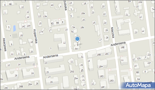 Ząbki, Kaszubska, 9, mapa Ząbki