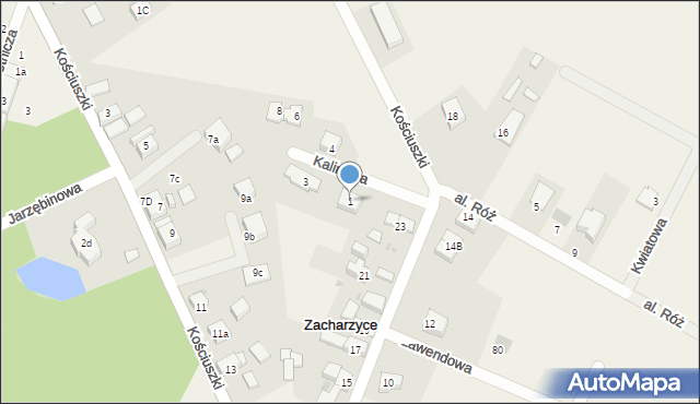 Zacharzyce, Kalinowa, 1, mapa Zacharzyce