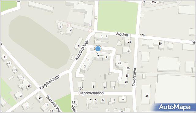 Żagań, Karpińskiego, 7, mapa Żagań