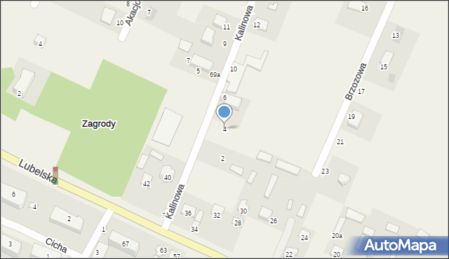 Zagrody, Kalinowa, 4, mapa Zagrody