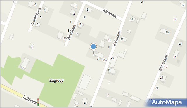 Zagrody, Kalinowa, 7, mapa Zagrody