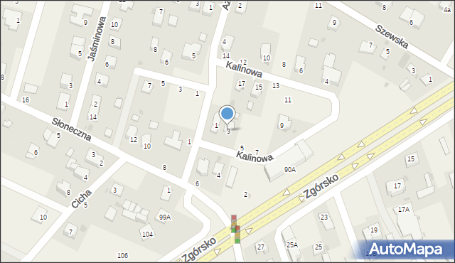 Zagrody, Kalinowa, 3, mapa Zagrody