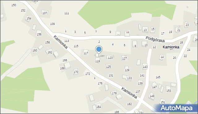 Zakliczyn, Kamionka, 121, mapa Zakliczyn