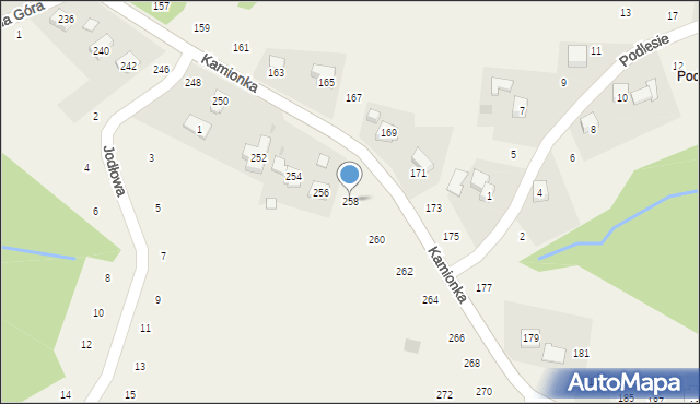 Zakliczyn, Kamionka, 258, mapa Zakliczyn