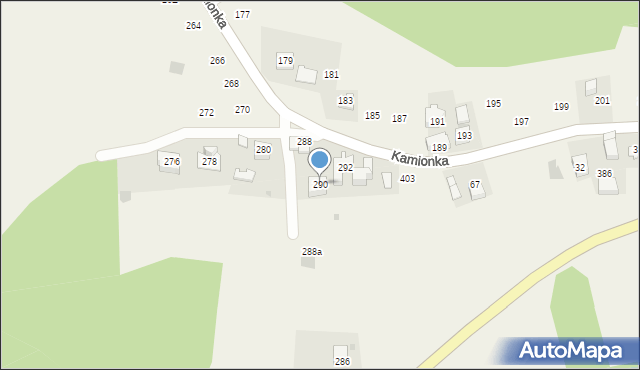 Zakliczyn, Kamionka, 290, mapa Zakliczyn