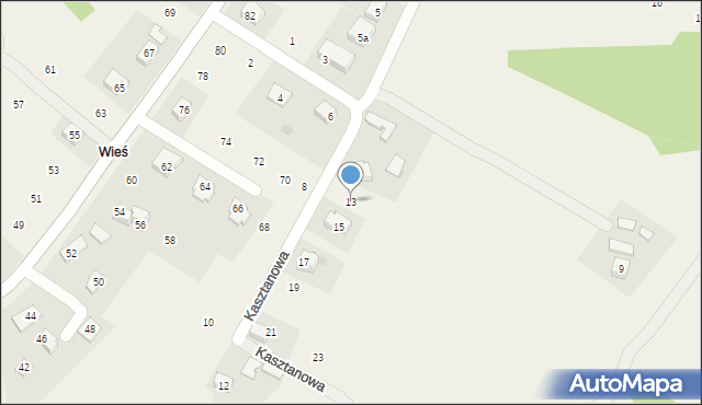 Zakliczyn, Kasztanowa, 13, mapa Zakliczyn
