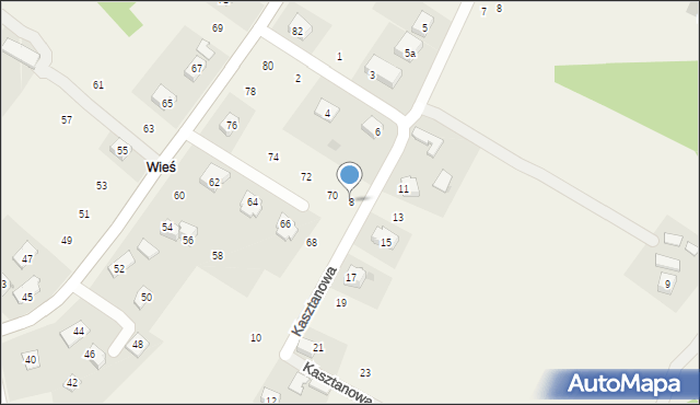 Zakliczyn, Kasztanowa, 8, mapa Zakliczyn