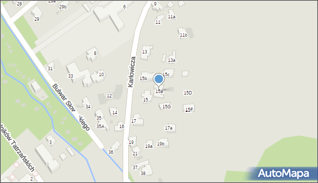 Zakopane, Karłowicza Mieczysława, 15a, mapa Zakopanego