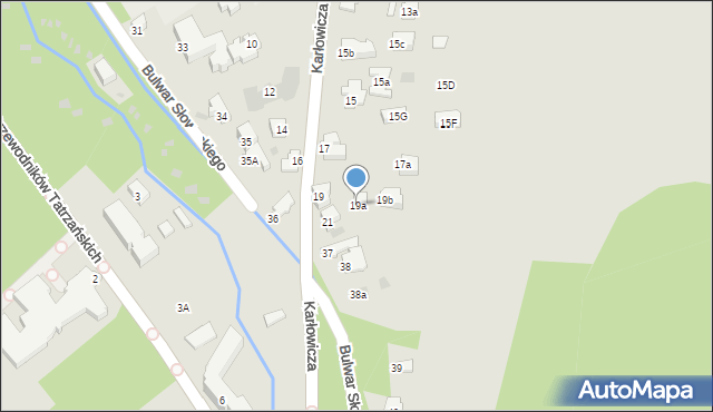 Zakopane, Karłowicza Mieczysława, 19a, mapa Zakopanego
