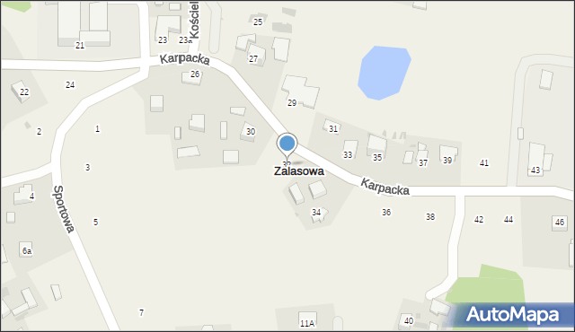 Zalasowa, Karpacka, 32, mapa Zalasowa
